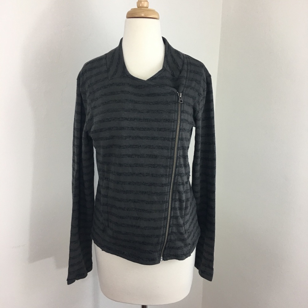Caslon M moto cotton jersey marled knit raw edges